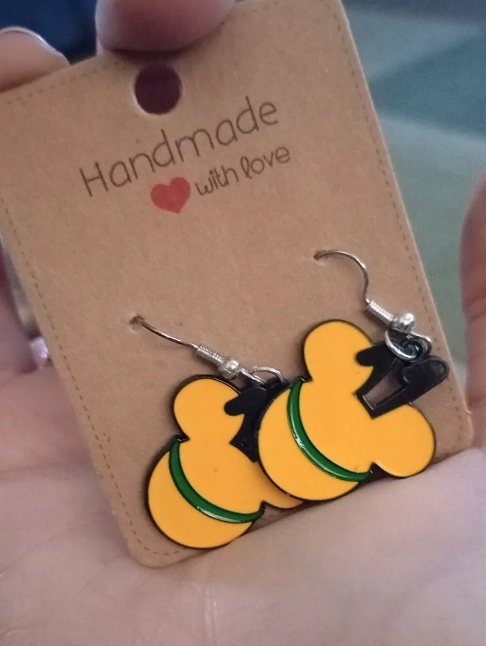 $8 Each Or Bundle 5/$20 Handmade Yellow Pluto Inspired Mouse-Shaped Earrings